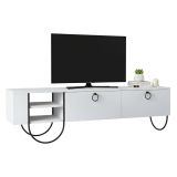 Porta TV bianco 150x36x44h cm 2 ante e 2 cassetti - Adige