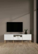 Porta TV bianco 177x39x56h cm 2 ante e 1 cassetto - Anselme