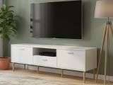Porta TV bianco 177x39x56h cm 2 ante e 1 cassetto - Anselme