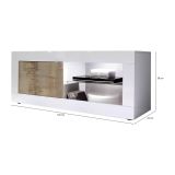 Porta TV bianco e acacia 140x43x56h cm in legno - Hector