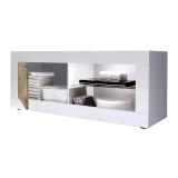 Porta TV bianco e acacia 140x43x56h cm in legno - Hector
