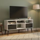 Porta TV bianco e nero 117x39x57h cm in legno - Aliani