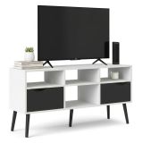 Porta TV bianco e nero 117x39x57h cm in legno - Aliani