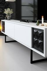Porta TV bianco e nero 180x30x48h cm modulabile - Axa