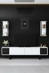 Porta TV bianco e nero 180x30x48h cm modulabile - Axa
