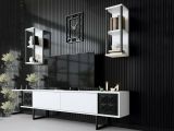 Porta TV bianco e nero 180x30x48h cm modulabile - Axa