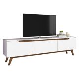 Porta TV bianco e noce 180x35x48h cm 3 ante - Apatite