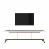 Porta TV bianco e noce 180x35x48h cm 3 ante - Apatite