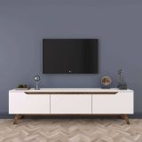 Porta TV bianco e noce 180x35x48h cm 3 ante - Apatite