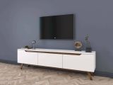 Porta TV bianco e noce 180x35x48h cm 3 ante - Apatite