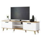 Porta TV bianco e noce 180x35x48h cm modulabile - Messalina