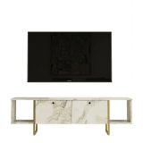 Porta TV bianco e oro 160x40x47h cm 2 ante - Adalberta