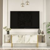 Porta TV bianco e oro 160x40x47h cm 2 ante - Adalberta