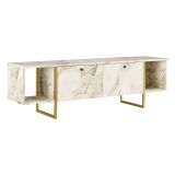 Porta TV bianco e oro 160x40x47h cm 2 ante - Adalberta