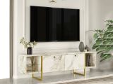Porta TV bianco e oro 160x40x47h cm 2 ante - Adalberta