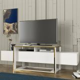 Porta TV bianco e oro 160x46x49h cm in legno - Jo