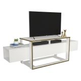 Porta TV bianco e oro 160x46x49h cm in legno - Jo