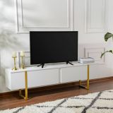 Porta TV bianco e oro 180x29x50h cm 2 ante - Lilith