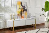 Porta TV bianco e oro 180x29x50h cm 2 ante - Lilith