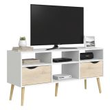 Porta TV bianco e quercia 117x39x57h cm in legno - Aliani