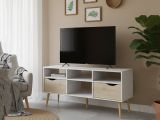 Porta TV bianco e quercia 117x39x57h cm in legno - Aliani