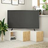 Porta TV bianco e quercia 90x92x32h cm 2 ante - Malachie