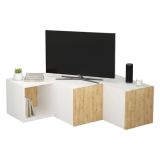 Porta TV bianco e quercia 90x92x32h cm 2 ante - Malachie