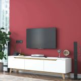 Porta TV bianco e rovere 180x35x48h cm 3 ante - Apatite