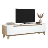 Porta TV bianco e rovere 180x35x48h cm 3 ante - Apatite