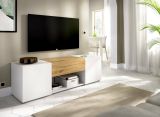 Porta TV bianco e rovere nodi 138x35x44h cm 2 ante e 1 cassetto - Acik