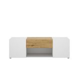 Porta TV bianco e rovere nodi 138x35x44h cm 2 ante e 1 cassetto - Acik