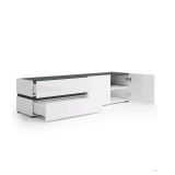 Porta TV bianco lucido e antracite 180x47x42h cm 2 ante e 2 cassetti - Basico