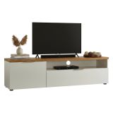 Porta TV bianco lucido e rovere 180x48x43h cm in legno - Manama