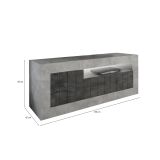 Porta TV cemento e ardesia 138x42x56h cm 3 ante - Iole