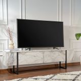 Porta TV marmo e nero 180x29x50h cm 2 ante - Lilith