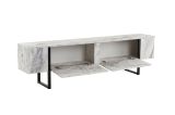 Porta TV marmo e nero 180x29x50h cm 2 ante - Lilith