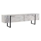 Porta TV marmo e nero 180x29x50h cm 2 ante - Lilith