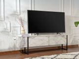 Porta TV marmo e nero 180x29x50h cm 2 ante - Lilith