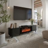 Porta TV marmo e nero 190x40x58h cm 2 ante - Vicino