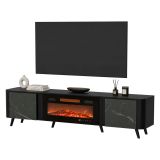 Porta TV marmo e nero 190x40x58h cm 2 ante - Vicino