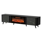 Porta TV marmo e nero 190x40x58h cm 2 ante - Vicino