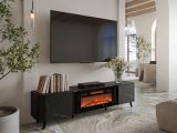 Porta TV marmo e nero 190x40x58h cm 2 ante - Vicino