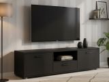 Porta TV nero 147x39x38h cm 2 ante e 1 cassetto - Charo