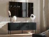 Porta TV nero 151x40x60h cm 3 ante - Sarzana