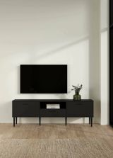 Porta TV nero 177x39x56h cm 2 ante e 1 cassetto - Anselme