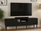 Porta TV nero 177x39x56h cm 2 ante e 1 cassetto - Anselme