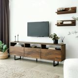 Porta TV noce 170x30x40h cm 3 ante legno massello - Ulana