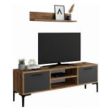 Porta TV noce e antracite 140x30x48h cm modulabile - sri
