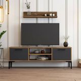 Porta TV noce e antracite 140x30x48h cm modulabile - sri