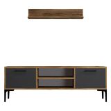 Porta TV noce e antracite 140x30x48h cm modulabile - sri